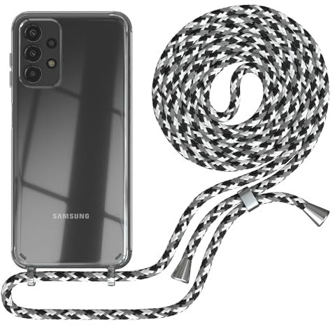 EAZY CASE Handykette kompatibel mit Samsung Galaxy A13 (4G / 5G) Handyhülle mit Umhängeband Handykordel mit Schutzhülle Silikonhülle Hülle mit Band Stylische Kette mit Hülle Schwarz Camouflage