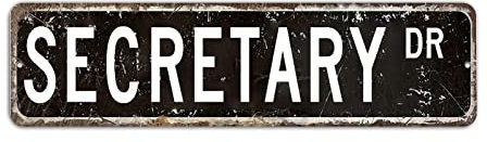 Secretary Straßenschild Secretary Lover Geschenk Sekretär Metallschild Straßenschild Vintage Rustikal Retro 8 x 45 cm