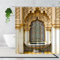 YTITILUCK Marokkanischer 3D-Duschvorhang, gealtertes Tor, geometrisches Türdesign, Eingang, architektonisch, orientalischer Stil, Badezimmervorhänge, 240 x 200 cm, Stall-Duschvorhang