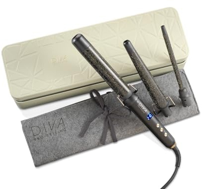 Diva Pro Precious Metals 3-in-1 Gold Dust Multi-Wand for Voluminous, Drop or Corkscrew Curls