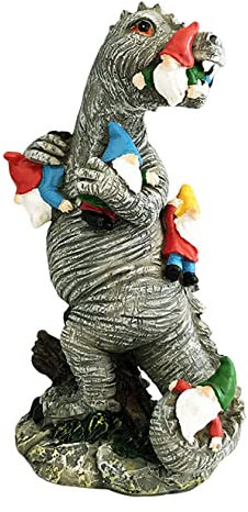 Rachlicy Courtyard Dinosaur Sculpture Dinosaur Statue Garden Dinosaur Eating Gnomes Statues Decoration Garden Ornaments for Patio Yard L