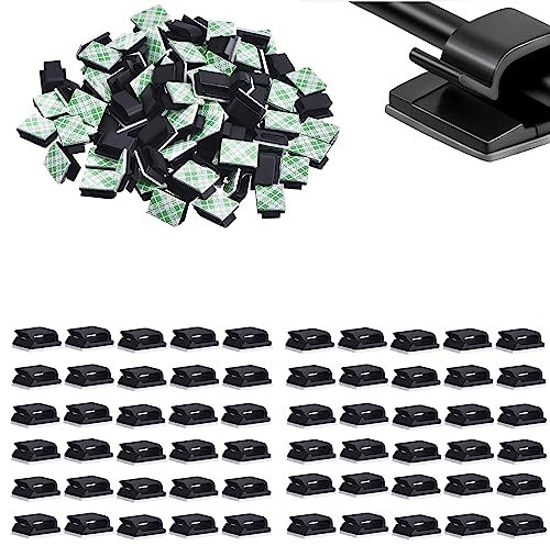 60Pcs Cable Clips Self Adhesive Cable Clips Adhesive Wire Clips Cable Wire Management Cable Management Wire Light Clips Adhesive Cable Holder for Car Office and Home