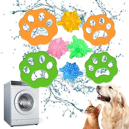 EnixwH 8 Pièces Épilateur pour Poils d'animaux, Anti Poil Machine à Laver, Attrape Poils Machine a Laver, Attrape Poils Animaux Lavable et Réutilisable, pour Chien Chats Poils VêTements Literie