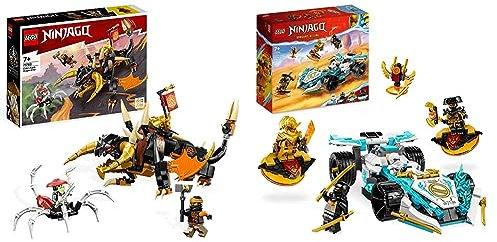 LEGO 71782 NINJAGO Coles Erddrache EVO, Spielzeug zum Sammeln & 71791 NINJAGO Zanes Drachenpower-Spinjitzu-Rennwagen
