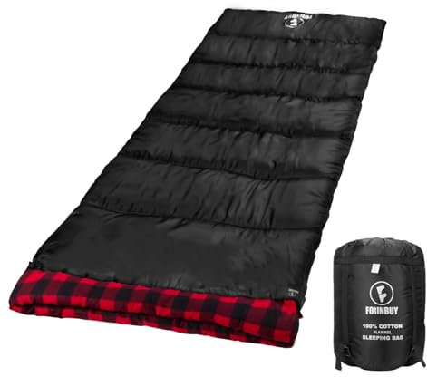 FORINBUY Schlafsack Flanell Warmer 3-4 Jahreszeiten XXL Baumwollfutter Schlafsack für Erwachsene Outdoor für Angeln Camping, Wandern, leicht für drinnen und draußen