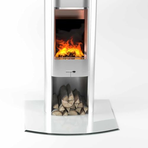 Glasplatte24 Funkenschutzplatte Segmentbogen für Kaminofen, Glasplatte mit 18mm Facette, Glasbodenplatte Hitzeschutz mit ESG Sicherheitsglas, 110 x 100 cm, Stärke 6mm