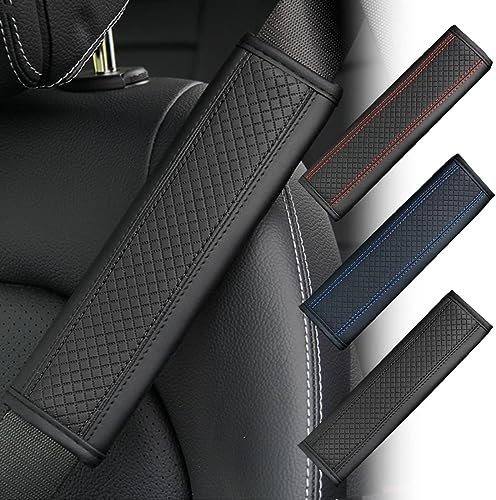 GREB 2 Stück Auto Gurtpolster für Audi A1 A3 A4 A5 A6 A7 A8 Q3 Q5 Q7 Q8 A4L A6L A7L, Auto Sicherheitsgurt Schulterpolster SchüTzt Hals Schulter Interieur ZubehöR,A-Black