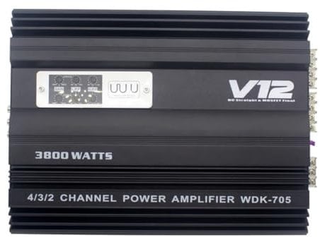 Graootoly 12V 3800W Car Audio Amplifier Subwoofer Amplifier High Power Dual Bass Output Cart 4 Channel Audio Speaker