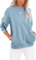 BUHIM Sweatshirt Damen Pullover Rundhals Langarmshirt Herbst Winter Pulli Baumwolle Casual Langarm Oberteile Tops mit Taschen (Blau, L)