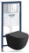 GROHE Vorwandelement Sinto Start + Wand Hänge WC Salto Schwarz Spülrandlos + + WC Sitz mit Absenkautomatik Verchromter Knopf Komplettset Unterputz Spülkasten Toilette Komplett Sett WC
