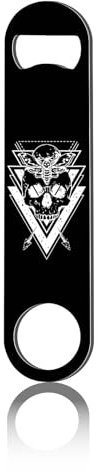 CREATCABIN Skull Moth Flat Bottle Opener Speed Metal Opener Heavy Duty Bottle Opener Stainless Steel Key for Beer Bartender Pub Bar Drinks Kitchen Restaurant Seniors Man Women Black 1.6x7Inch