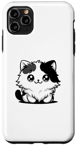 iPhone 11 Pro Max Cute Fluffy Cartoon Cat White Grey Black Case