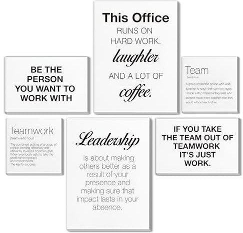 Teamwork-Wandkunst für Büro, motivierendes Kunstwerk, inspirierende Bürowanddekoration, Kunst, moderne Poster, gerahmt, Team-Geschenke, 6 Stück