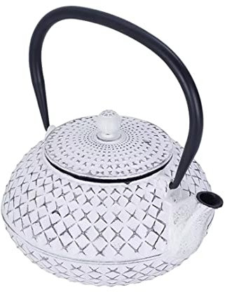 Bouilloire Sifflante En Fonte, Mini Bouilloire En Fonte À Motif De Croix En Diamant Blanc, Bouilloires De Style Japonais, Portable, Avec Infuseur En Acier Inoxydable, Bouilloire Sur La Cuisinière De