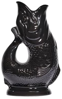The Original Gluggle Jug Carafe décorative en forme de poisson Noir Taille XL 28 cm 1,4 l