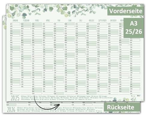 Timr Wandkalender 2025 inkl. 2026 Motiv Eukalyptus - DIN A3 Kalender 12 Monate I beidseitig I tr288