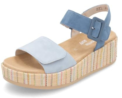 Remonte D1N54-12 Flatform Stitch Blue nubuck Womens Wedge Sandals
