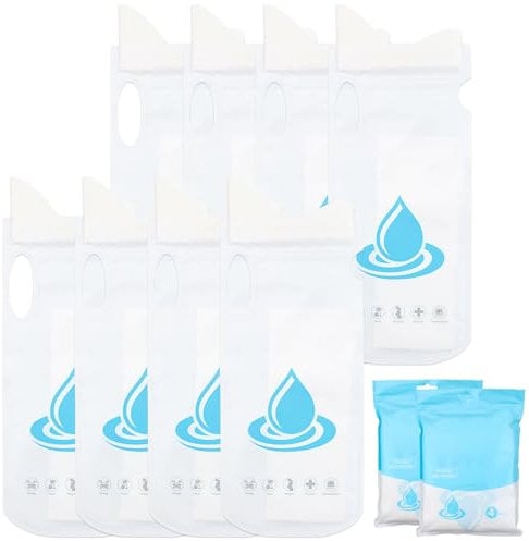 8 Pièces Urinoir Portable,Sacs à Urine Jetables avec Poignée 700ml,Sacs a Vomi Voiture Toilette Sacs Urinoirs D'urgence Pipi Debout pour Femmes Enceintes,Urinoir Homme pour Voyage,Voiture,Camping