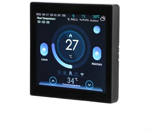 Puupaa Termostato WiFi, termostato programmabile intelligente per caldaia elettrica/a gas/riscaldamento dell'acqua, 16 A, compatibile con Alexa e casa, per casa, ufficio, hotel (nero)