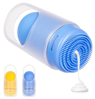 Ubbi Sunsqueeze Sunscreen Applicator, Refillable Roll On, Soft Silicone Bristles for Babies and Toddlers, Easy to Clean, Holds 3.38 Fluid Oz, Summer Essentials for Kids, Blue & Yellow 2 Pack