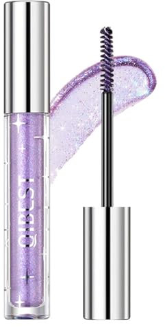 Glitter Mascara, Lila Glitzer Wimperntusche mit Diamant Funkelnde, Wasserfest & Langlebig Flüssig Glitzer Mascara, Verlängerung & Volumen Purple Mascara, Bunt Mascara Augen Make-up für Party/Hochzeit