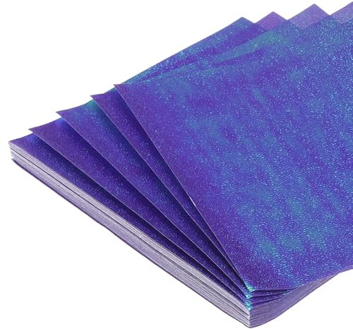QUARKZMAN 50 Blatt Glitzer Origami Papier 6x6 Zoll Glänzend Funkelndes Quadratisches Falt Papier 15x15cm Irisierendes Papier für DIY Kunst, Handwerk Dekor, Dunkel Lila