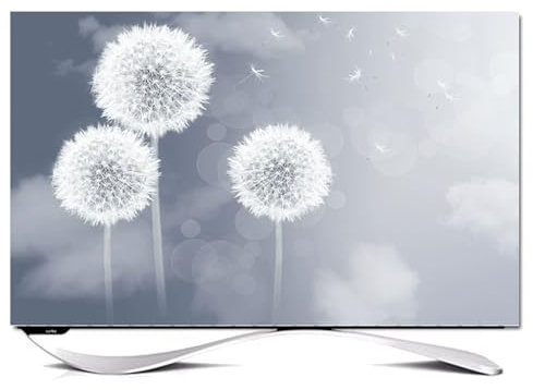 Hixingo TV Abdeckung Staubschutzhülle, 3D Löwenzahn Muster Schutzhülle Fernseher 32-80inch Universal Fernsehabdeckung Multifunktional (Weiß Löwenzahn,45-48inch)