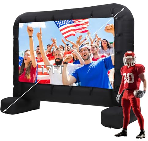 YardYonder Pantalla de proyector Inflable de 17 pies para Exteriores con soplador de Aire silencioso, Bolsa de Almacenamiento de proyección Frontal y Trasera, ángulo de visión Grande de 160
