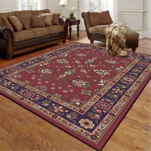 RUGMRZ Tapis Garcon Decoration Chambre Tapis de Couloir Rouge décoration Florale Entretien Facile Tapis Carreaux De Ciment 60X120CM