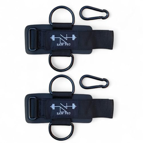 DanRaw Pro Pair Padded Wrist Cuffs with D-Ring and Carabiners Heavy Duty Gym Cable Attachments for Weightlifting, Pulldowns Comfortable Neoprene Support for Men & Women