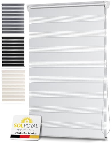 Sol Royal Doppelrollo Klemmfix ohne Bohren Fensterrollo für Innen Rollos | 70cm breit 70x220cm Weiß Sicht & Sonnenschutz Duo Rollo Fenster für Verdunkelungsrollo Klemmträger DL2