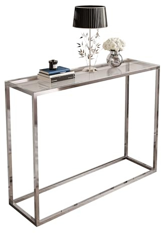Lookway Konsolentisch MODERN Glass Chrom mit Glasplatte auf chromverchromtem Gestell, Beistelltisch/Flurtisch, 80 oder 100 cm breit (Glastischplatte, Breite: 100 cm)