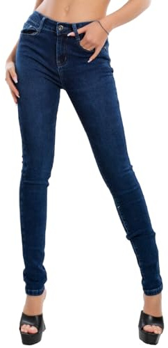 Toocool Jean Femme Pantalon Skinny Slim Élastique Bodycon VI-8006, bleu foncé, L