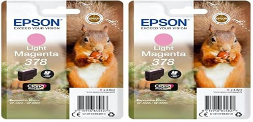 Epson EP64582 Original 378 Tinte Eichhörnchen (XP-8500, XP-8600, XP-8605), hell Magenta (Packung mit 2)