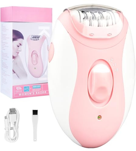 Epilator for Women, 2 Speed Rechargeable Electric Lady Shaver with 32 Tweezers & LED Light, Waterproof Epilator for Face, Legs, Arms, Armpits and Bikini