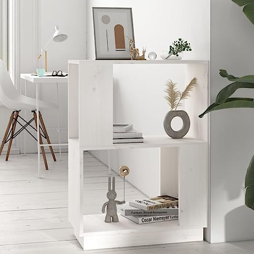 Yisssmeng Bücherregal schmal 51x25x70 cm Kiefer-Massivholz in Weiß, Modernes Design mit Raumteiler-Funktion, Kipp-Schutz, Einfache Reinigung, ideal für Schlafzimmer, Flur und Wohnzimmer