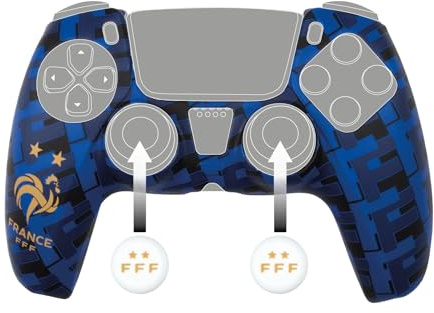 Konix FFF Coque de Protection pour Manette DualSense PS5 - Silicone - Appuie-Pouces - Motif 2 étoiles - Bleu et Noir