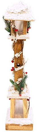 The Christmas Workshop 82690 Snow Topped Wooden Lamppost / 10 Warm White LED Lights/Indoor Christmas Decorations/Frosted Star Windows/Battery Powered / 60cm x 13cm x 13cm