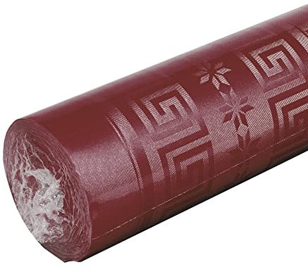 Pronappe Tischdecke R485022I Einweg-Tischdecke aus Damastpapier Länge 50m Breite 1,20m (pro Rolle) Farbe Bordeaux Damastpapier mit schickem und klassischem Universalmuster
