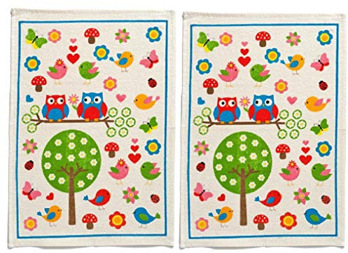 Trendstern® Trendprodukteshop 2'er Set Handtücher Eule Baumwolle Frottee Handtuch Gästehandtücher