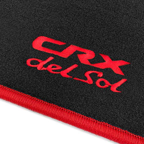 online-fussmatten OFM-CRX-DeSol-103 Passform Velours-Fußmatten mit Bestickung CRX del Sol und Rand in Rot