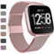 Faliogo Ersatzarmband Kompatibel mit Fitbit Versa Armband/Fitbit Versa 2 Armband, Edelstahl Metall Ersatz Armbänder Kompatibel mit Fitbit Versa 2/Versa/Versa Lite, Groß, Roségold