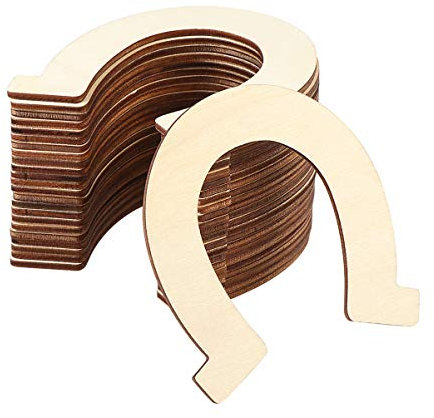 HEALLILY Holz Hufeisenausschnitte Unvollendete Holzscheiben Holzverzierungen für Heimwerker 24Pcs (83X91mm)
