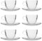 Set of 6 Glass Cup and Saucer 190ml Cappuccino Tea Coffee Espresso Clear Glass Cups with Saucers Hot Drinks for 6 People