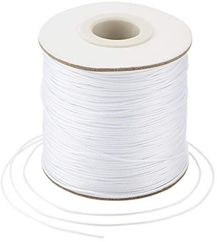 Craftdady 160 Meter 0,5 mm geflochtene, gewachste Polyesterkordel zum Selbermachen, Schmuck, Basteln, Makramee-Herstellung, Perlenschnur mit Spule, weiß