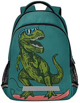 T-Rex Dinosaurier Surfer Rucksack für Studenten Jungen Mädchen Schultasche Reise Daypack Rucksack, Muster 1, Einheitsgröße
