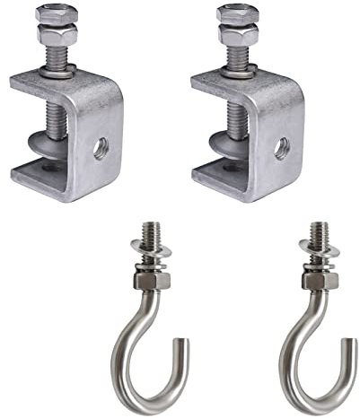 UFURMATE Morsetto a C, 2 morsetti a vite quadrati in acciaio inox con 2 bulloni a gancio M8 in acciaio inox per la lavorazione del legno saldatura miglioramento della casa