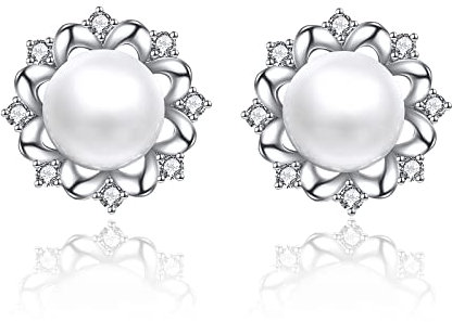 Perle Ohrstecker für Damen 925 Sterling Silber Perle Ohrringe Schmuck Geschenke für Mädchen Mutter (Ohrstecker Perle 3)
