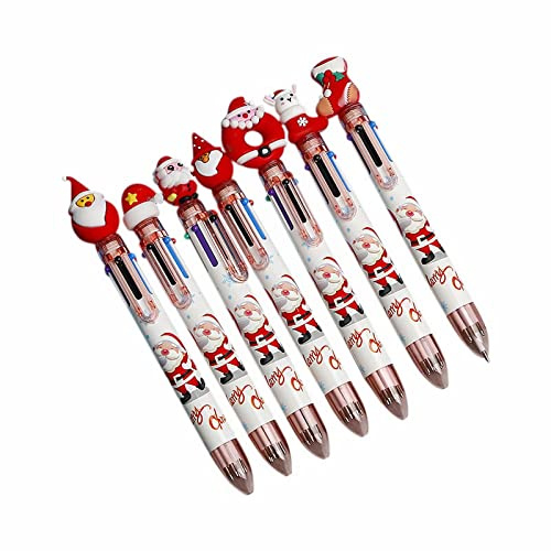 New Christmas Tree Santa 6 Farben Cartoon Press Plastic Cute Kugelschreiber für Studenten Weihnachtsgeschenke Creative Hand Account Pen Press Kugelschreiber Random * 1 * 1ml UgR162 (A, One Size)