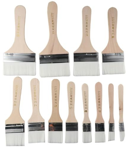 Upluckey DIY Flat Paint Brushes Soft House Paintbrush Nylon Paint Brush Wall Trim Professional Paint Tools